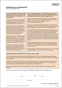Erklæring om taushetsplikt, helsetjenesten (PDF-fil for nedlasting)